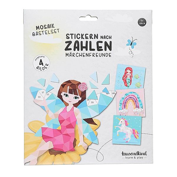 tausendkind learn & play Mosaikbastelset STICKERN NACH ZAHLEN - MÄRCHENFREUNDE 4-teilig