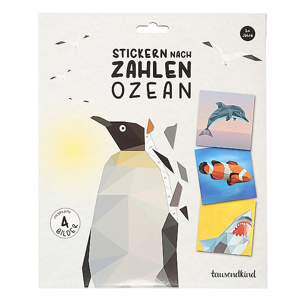 tausendkind learn & play Mosaikbastelset Stickern nach Zahlen OZEAN