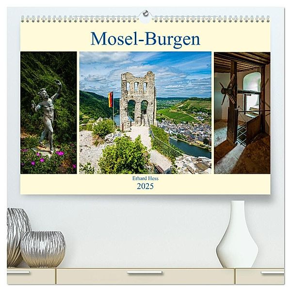 Mosel-Burgen (hochwertiger Premium Wandkalender 2025 DIN A2 quer), Kunstdruck in Hochglanz, Calvendo, Erhard Hess