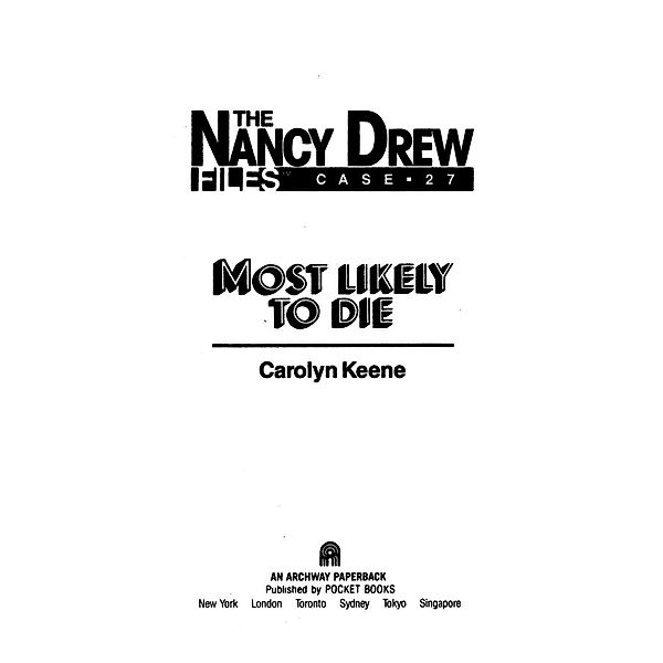 Most Likely to Die, Carolyn Keene