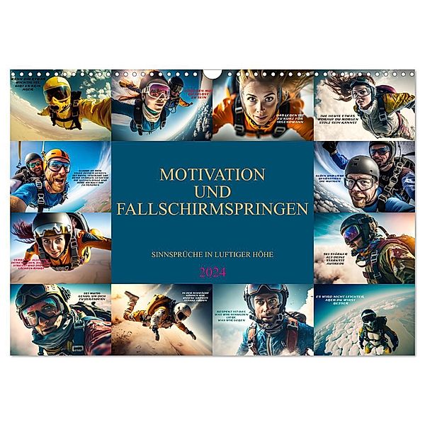 Motivation und Fallschirmspringen (Wandkalender 2024 DIN A3 quer), CALVENDO Monatskalender, Dirk Meutzner