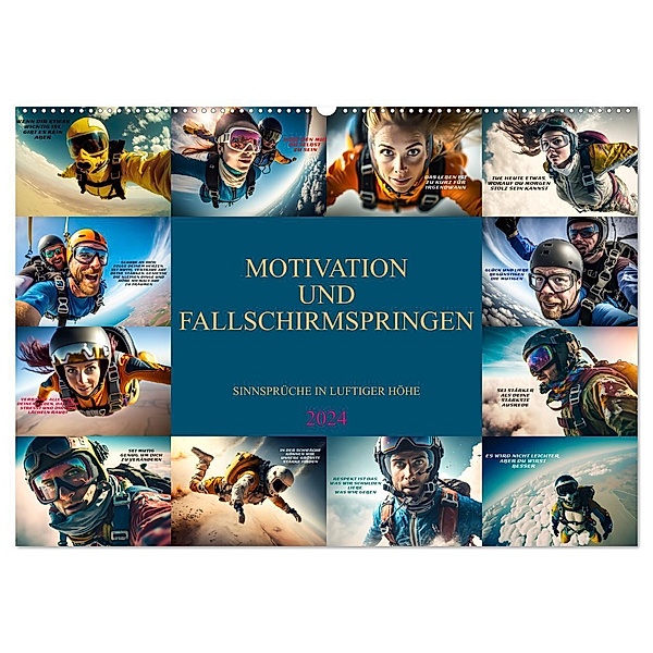 Motivation und Fallschirmspringen (Wandkalender 2024 DIN A2 quer), CALVENDO Monatskalender, Dirk Meutzner