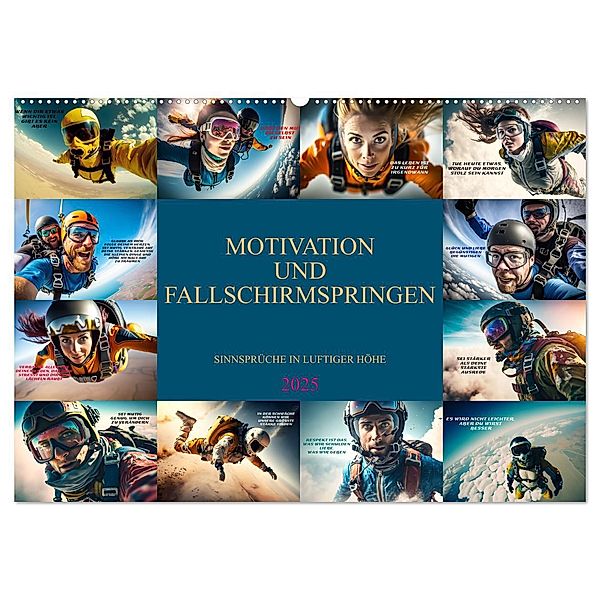 Motivation und Fallschirmspringen (Wandkalender 2025 DIN A2 quer), CALVENDO Monatskalender, Calvendo, Dirk Meutzner