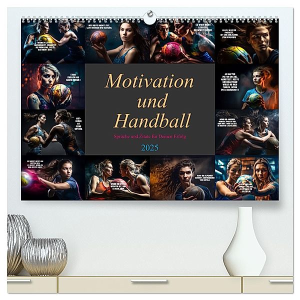 Motivation und Handball (hochwertiger Premium Wandkalender 2025 DIN A2 quer), Kunstdruck in Hochglanz, Calvendo, Dirk Meutzner