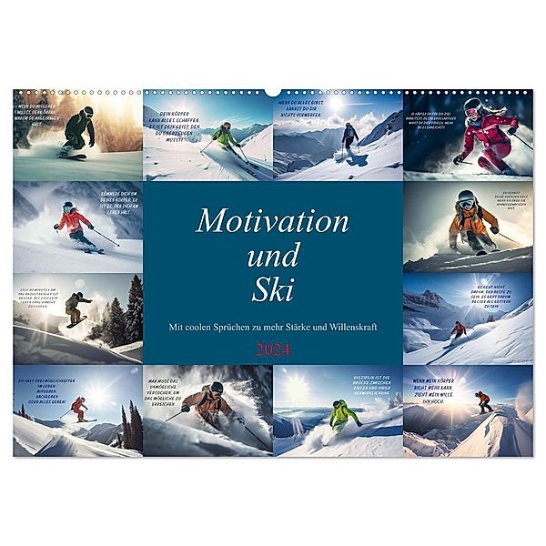 Motivation und Ski (Wandkalender 2024 DIN A2 quer), CALVENDO Monatskalender, Dirk Meutzner
