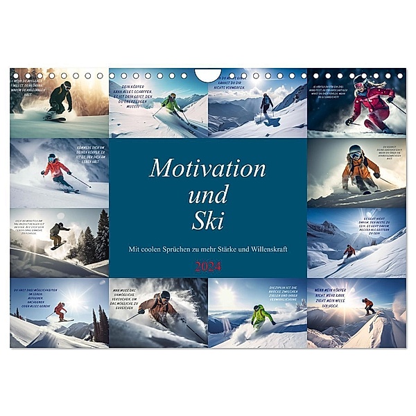 Motivation und Ski (Wandkalender 2024 DIN A4 quer), CALVENDO Monatskalender, Dirk Meutzner