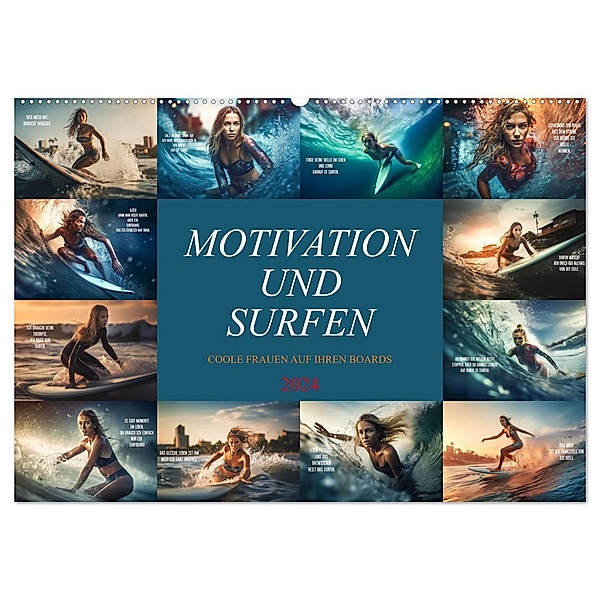 Motivation und Surfen (Wandkalender 2024 DIN A2 quer), CALVENDO Monatskalender, Dirk Meutzner