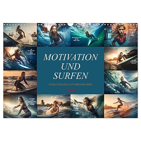 Motivation und Surfen (Wandkalender 2024 DIN A3 quer), CALVENDO Monatskalender, Dirk Meutzner