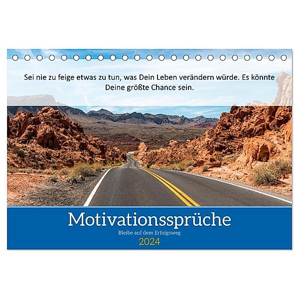 Motivationssprüche Erfolgsweg (Tischkalender 2024 DIN A5 quer), CALVENDO Monatskalender, MOTIVATIONPUUR