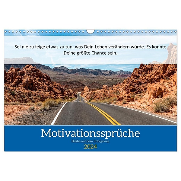 Motivationssprüche Erfolgsweg (Wandkalender 2024 DIN A3 quer), CALVENDO Monatskalender, MOTIVATIONPUUR