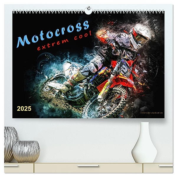 Motocross - extrem cool (hochwertiger Premium Wandkalender 2025 DIN A2 quer), Kunstdruck in Hochglanz, Calvendo, Peter Roder