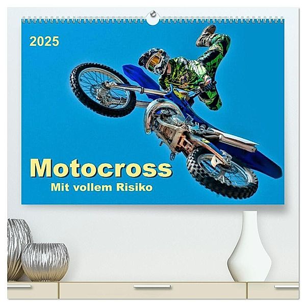 Motocross - mit vollem Risiko (hochwertiger Premium Wandkalender 2025 DIN A2 quer), Kunstdruck in Hochglanz, Calvendo, Peter Roder