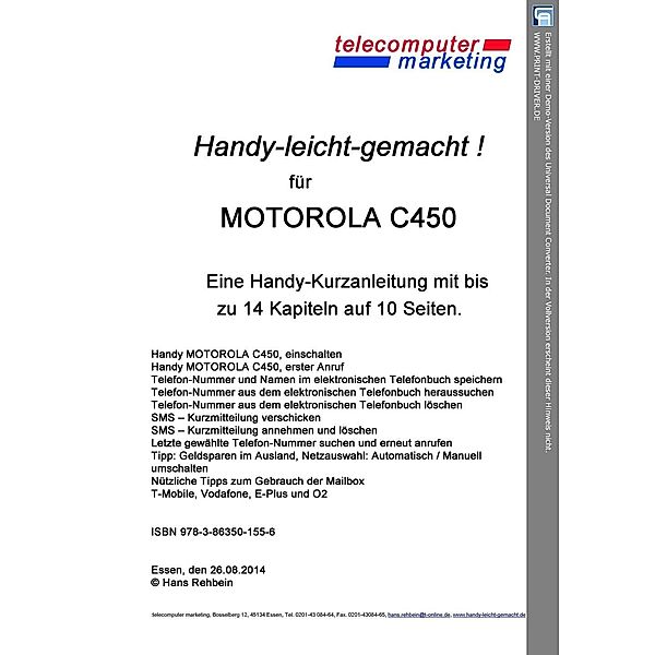 Motorola C450-leicht-gemacht, Hans Rehbein