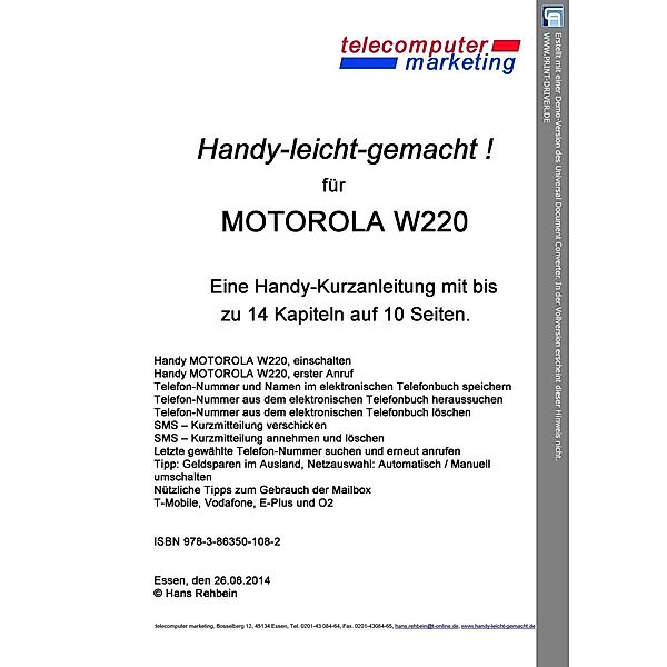 Motorola W220-leicht-gemacht, Hans Rehbein