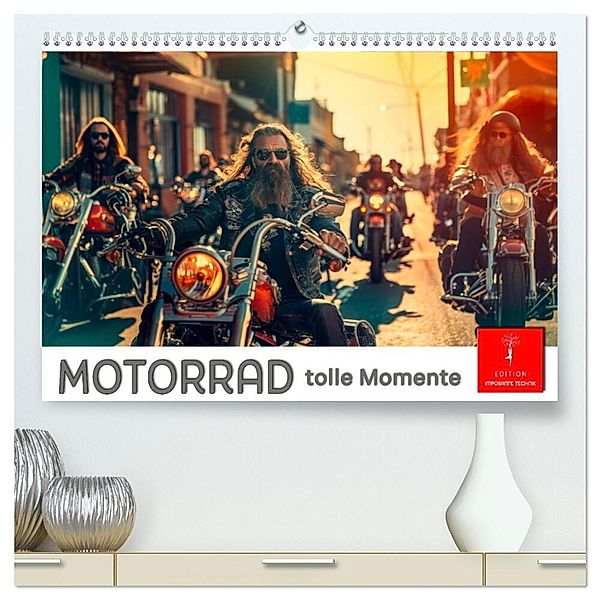 Motorrad tolle Momente (hochwertiger Premium Wandkalender 2025 DIN A2 quer), Kunstdruck in Hochglanz, Calvendo, Peter Roder