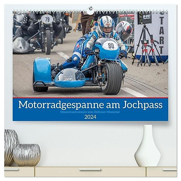 Motorradgespanne am Jochpass (hochwertiger Premium Wandkalender 2024 DIN A2 quer), Kunstdruck in Hochglanz, Stephan Käufer