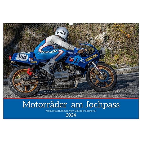 Motorräder am Jochpass (Wandkalender 2024 DIN A2 quer), CALVENDO Monatskalender, Stephan Käufer