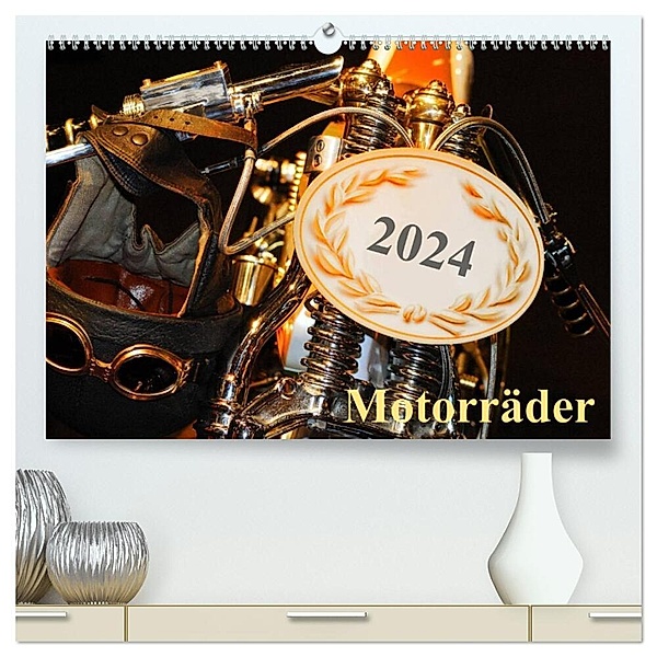 Motorräder (hochwertiger Premium Wandkalender 2024 DIN A2 quer), Kunstdruck in Hochglanz, kornelia kauss www.kult-fotos.de