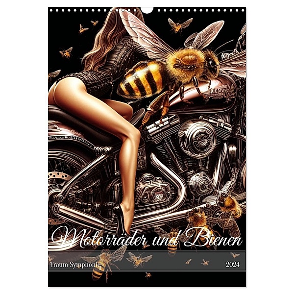 Motorräder und Bienen (Wandkalender 2024 DIN A3 hoch), CALVENDO Monatskalender, Calvendo, Marco Warstat