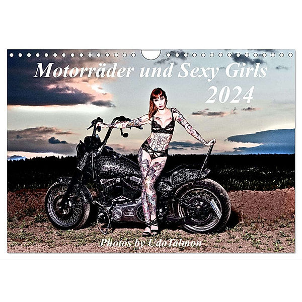 Motorräder und Sexy Girls (Wandkalender 2024 DIN A4 quer), CALVENDO Monatskalender, Udo Talmon