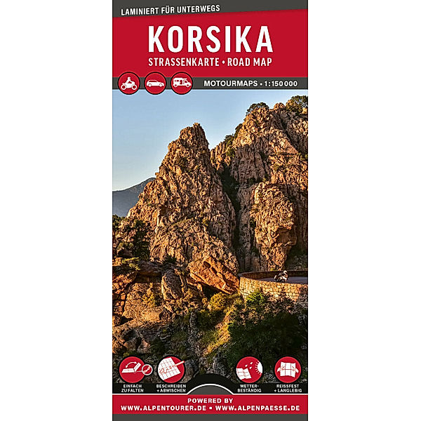 MoTourMaps Korsika Auto- und Motorradkarte 1:150.000