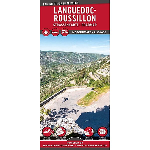 MoTourMaps Languedoc-Roussillon Auto- und Motorradkarte 1:330.000