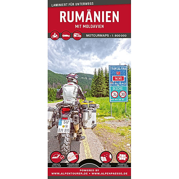 MoTourMaps Rumänien Auto- und Motorradkarte 1:800.000