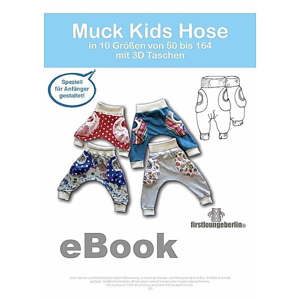 Muck Jerseyhose mit 3D Taschen Gr. 50 bis 164 von firstloungeberlin, Ina Schille