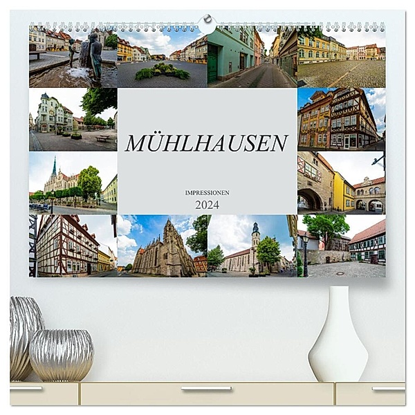 Mühlhausen Impressionen (hochwertiger Premium Wandkalender 2024 DIN A2 quer), Kunstdruck in Hochglanz, Dirk Meutzner