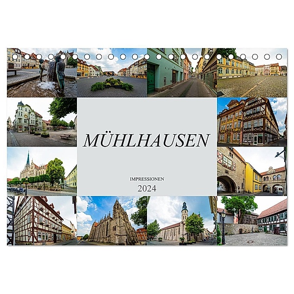 Mühlhausen Impressionen (Tischkalender 2024 DIN A5 quer), CALVENDO Monatskalender, Dirk Meutzner