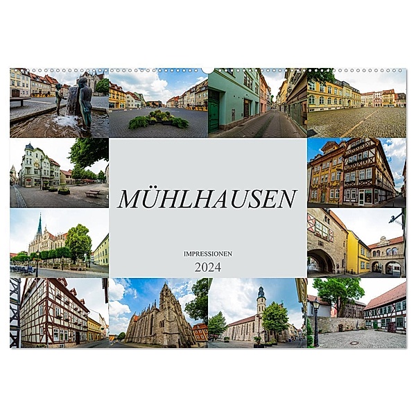 Mühlhausen Impressionen (Wandkalender 2024 DIN A2 quer), CALVENDO Monatskalender, Dirk Meutzner