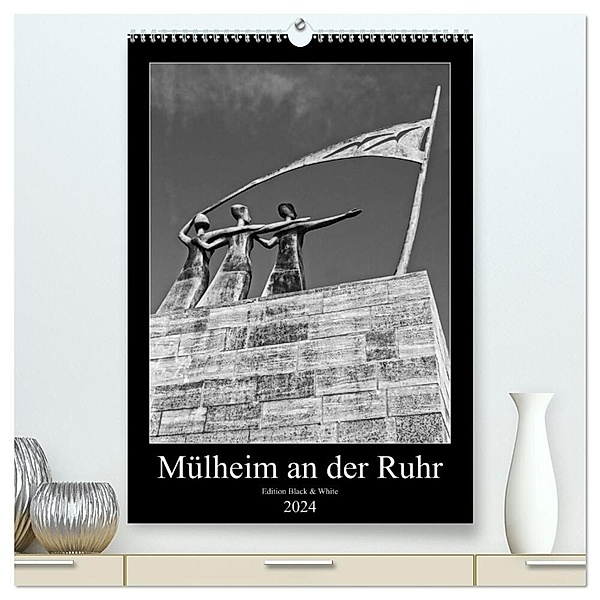 Mülheim an der Ruhr Edition Black & White 2024 (hochwertiger Premium Wandkalender 2024 DIN A2 hoch), Kunstdruck in Hochglanz, Peter Hebgen