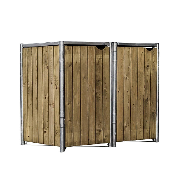 Mülltonnenbox Holz natur (Größe: 80x139x115cm)