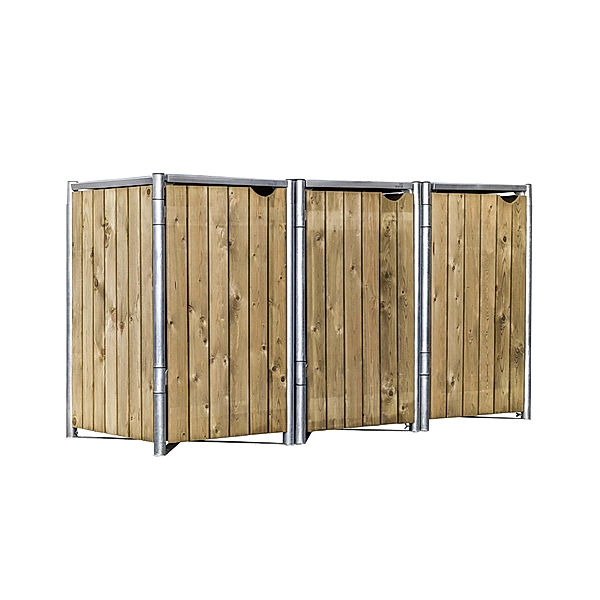 Mülltonnenbox Holz natur (Größe: 80x209x115cm)