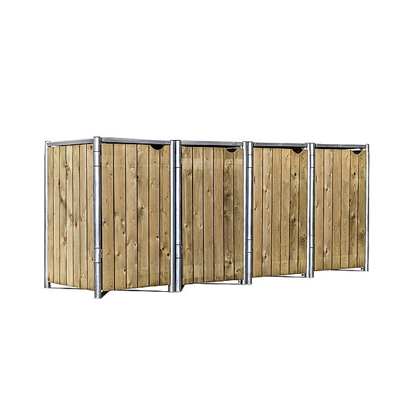 Mülltonnenbox Holz natur (Größe: 80x278x115cm)