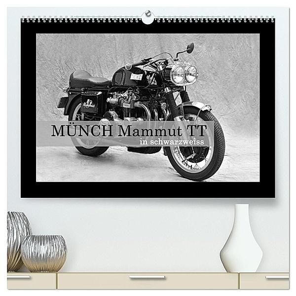 Münch Mammut TT in schwarzweiss (hochwertiger Premium Wandkalender 2024 DIN A2 quer), Kunstdruck in Hochglanz, Ingo Laue