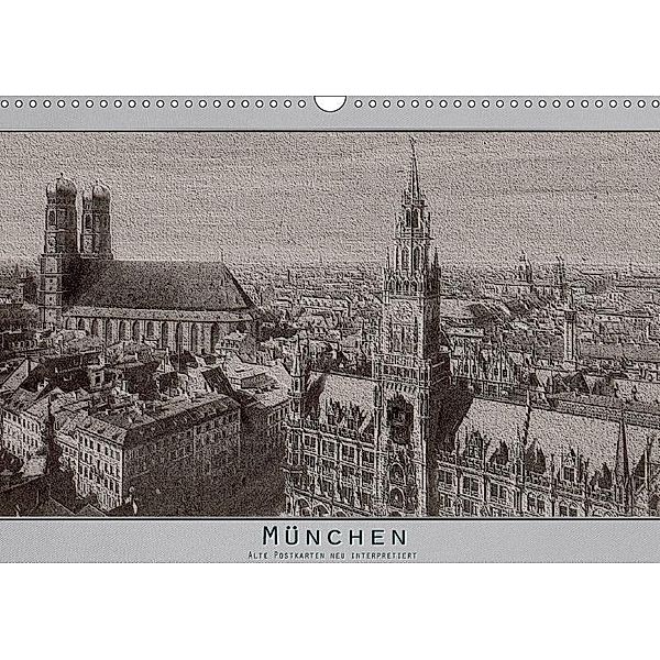 München, alte Postkarten neu interpretiert. (Wandkalender 2017 DIN A3 quer), Erwin Renken