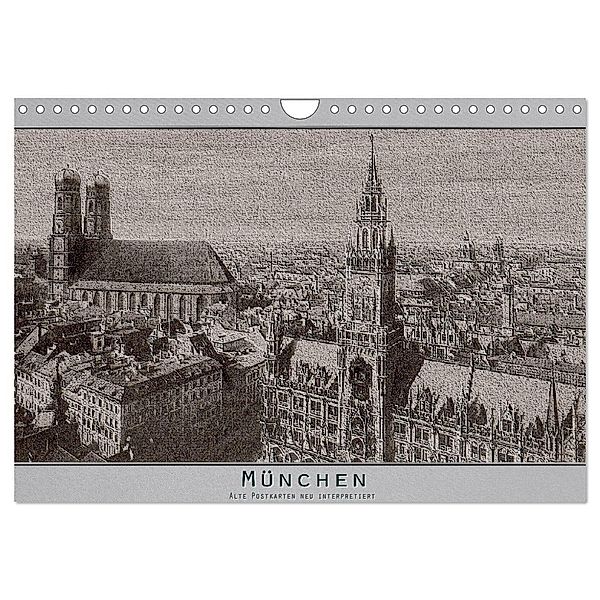 München, alte Postkarten neu interpretiert. (Wandkalender 2024 DIN A4 quer), CALVENDO Monatskalender, Erwin Renken