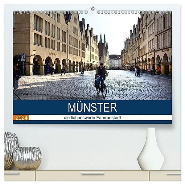 Münster - die liebenswerte Fahrradstadt (hochwertiger Premium Wandkalender 2024 DIN A2 quer), Kunstdruck in Hochglanz, Thomas Bartruff