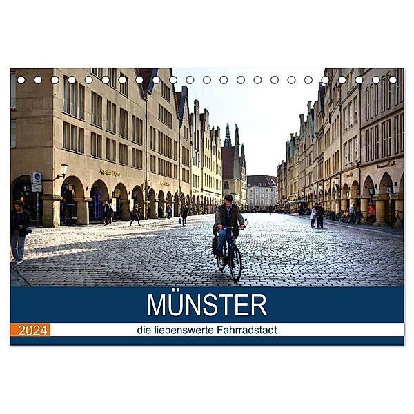 Münster - die liebenswerte Fahrradstadt (Tischkalender 2024 DIN A5 quer), CALVENDO Monatskalender, Thomas Bartruff