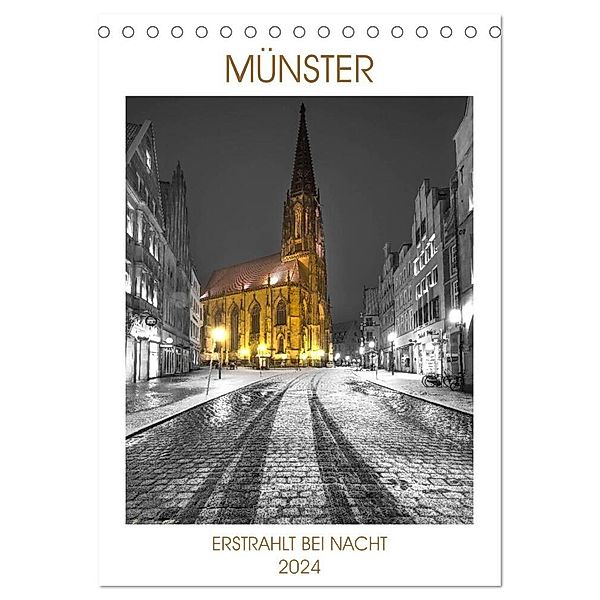 Münster - erstrahlt bei Nacht (Tischkalender 2024 DIN A5 hoch), CALVENDO Monatskalender, Gregor Herzog