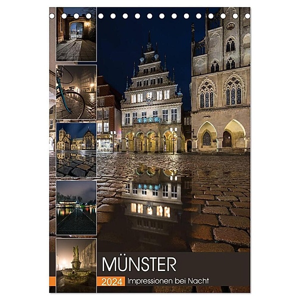 Münster - Impressionen bei Nacht (Tischkalender 2024 DIN A5 hoch), CALVENDO Monatskalender, Gregor Herzog