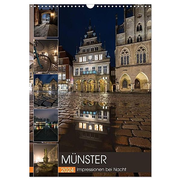 Münster - Impressionen bei Nacht (Wandkalender 2024 DIN A3 hoch), CALVENDO Monatskalender, Gregor Herzog