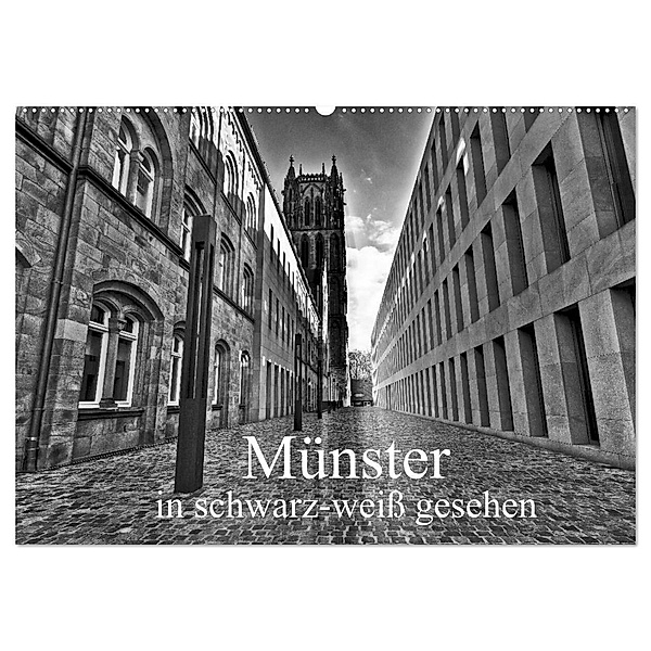 Münster in schwarz-weiss gesehen (Wandkalender 2024 DIN A2 quer), CALVENDO Monatskalender, Paul Michalzik