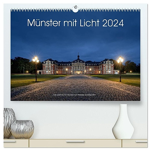 Münster mit Licht (hochwertiger Premium Wandkalender 2024 DIN A2 quer), Kunstdruck in Hochglanz, Roberto Schirdewahn