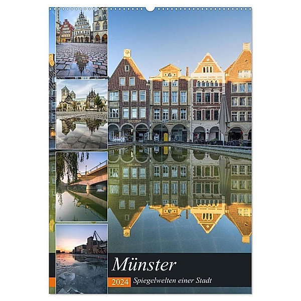 Münster - Spiegelwelten einer Stadt (Wandkalender 2024 DIN A2 hoch), CALVENDO Monatskalender, Gregor Herzog