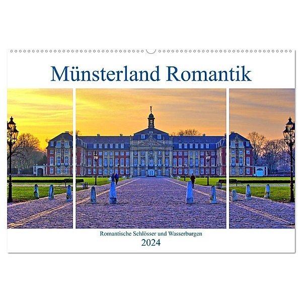 Münsterland Romantik - Romantische Schlösser und Wasserburgen (Wandkalender 2024 DIN A2 quer), CALVENDO Monatskalender, Paul Michalzik