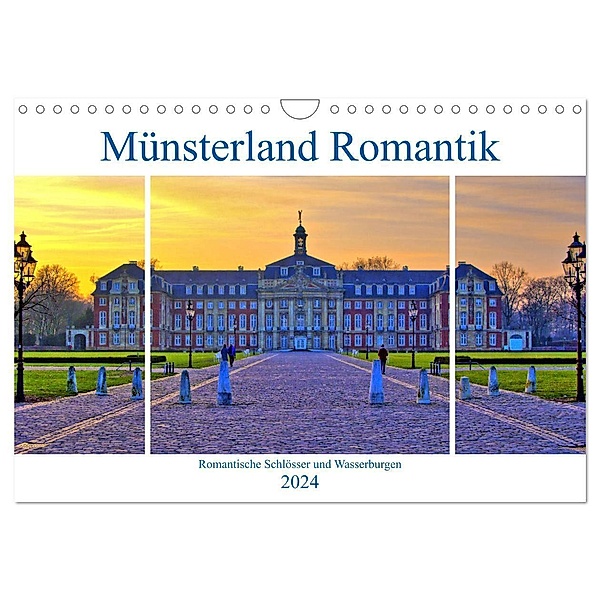 Münsterland Romantik - Romantische Schlösser und Wasserburgen (Wandkalender 2024 DIN A4 quer), CALVENDO Monatskalender, Paul Michalzik