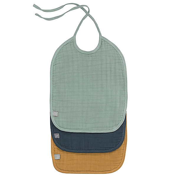 Lässig Mull-Lätzchen 3er-Pack in mint/navy/senf