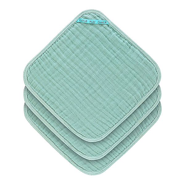 LÄSSIG Mull-Waschlappen LITTLE CHUMS (30x30) 3er-Pack in mint